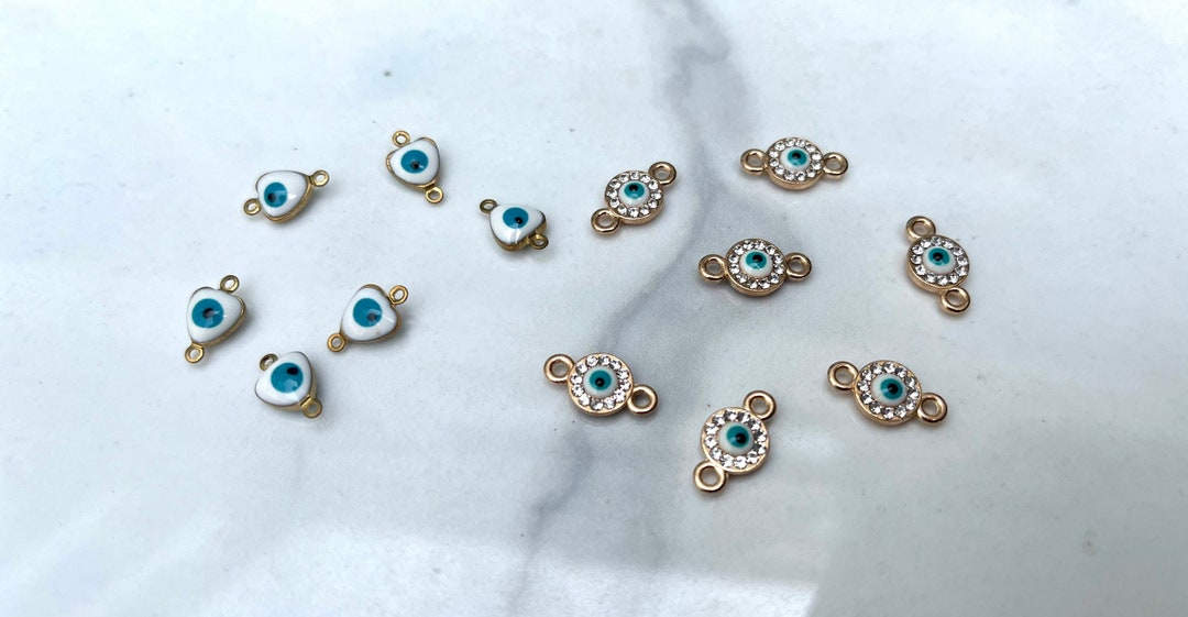 Evil Eye Charm Bead Spacer - 10x27mm Sideways Crystal Rhinestone Connector For Jewelry Making - View #12