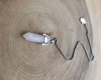 Crystal Pendulum, rose quartz pendulum, divination crystal, Chakra pendulum, Reiki crystal, metaphysical crystal, hamsa gift, heart crystal