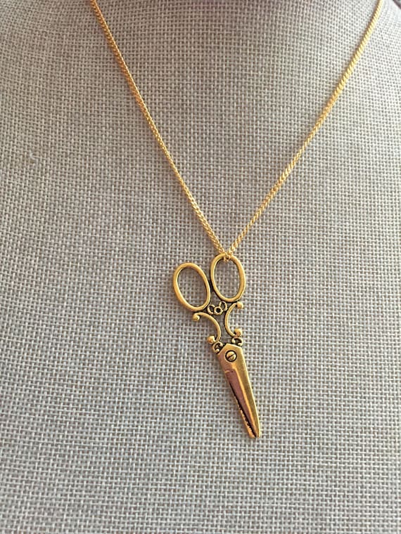 14k Yellow Gold Hairstylist Scissors and Comb Charm Pendant