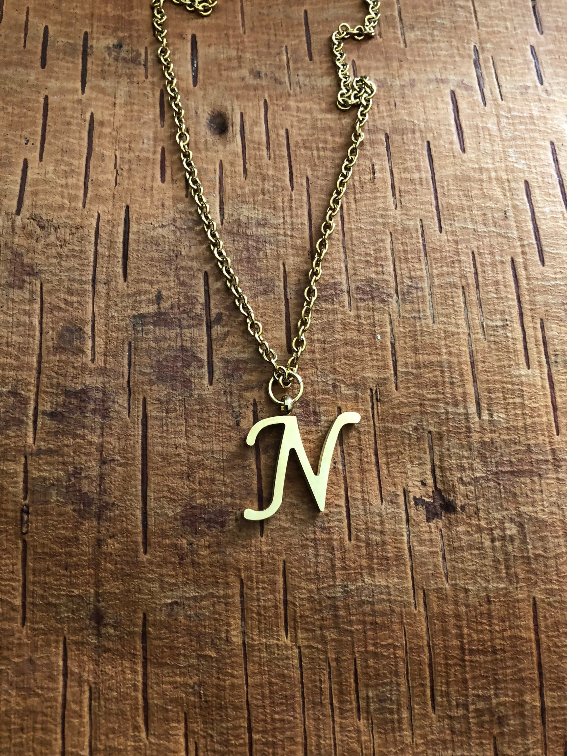Initial N necklace monogram necklace letter N name Etsy