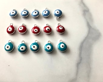 Tiny evil eye charm, enamel evil eye charm, Turkish evil eye charm,jewelry findings, good luck charm, DIY jewelry, bulk order, Jewish charm,