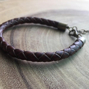 Leather Bracelet, Men's Jewelry, Boyfriend gift, Brown leather bracelet, Leather cuff bracelet, Wristband , Braided leather, minimalist