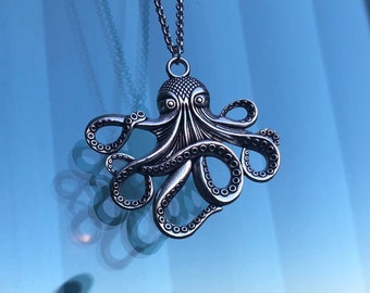 Octopus necklace, Nautical jewelry, Pirate pendant, ocean jewelry, charm jewellry, sea animal necklace, fishing jewelry gift