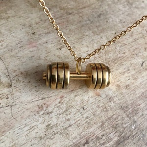 Gym jewelry, dumbbell necklace, fitness jewelry, crossfit pendant, athlete jewelry, gift for him, weightlifting jewelry, sport necklace