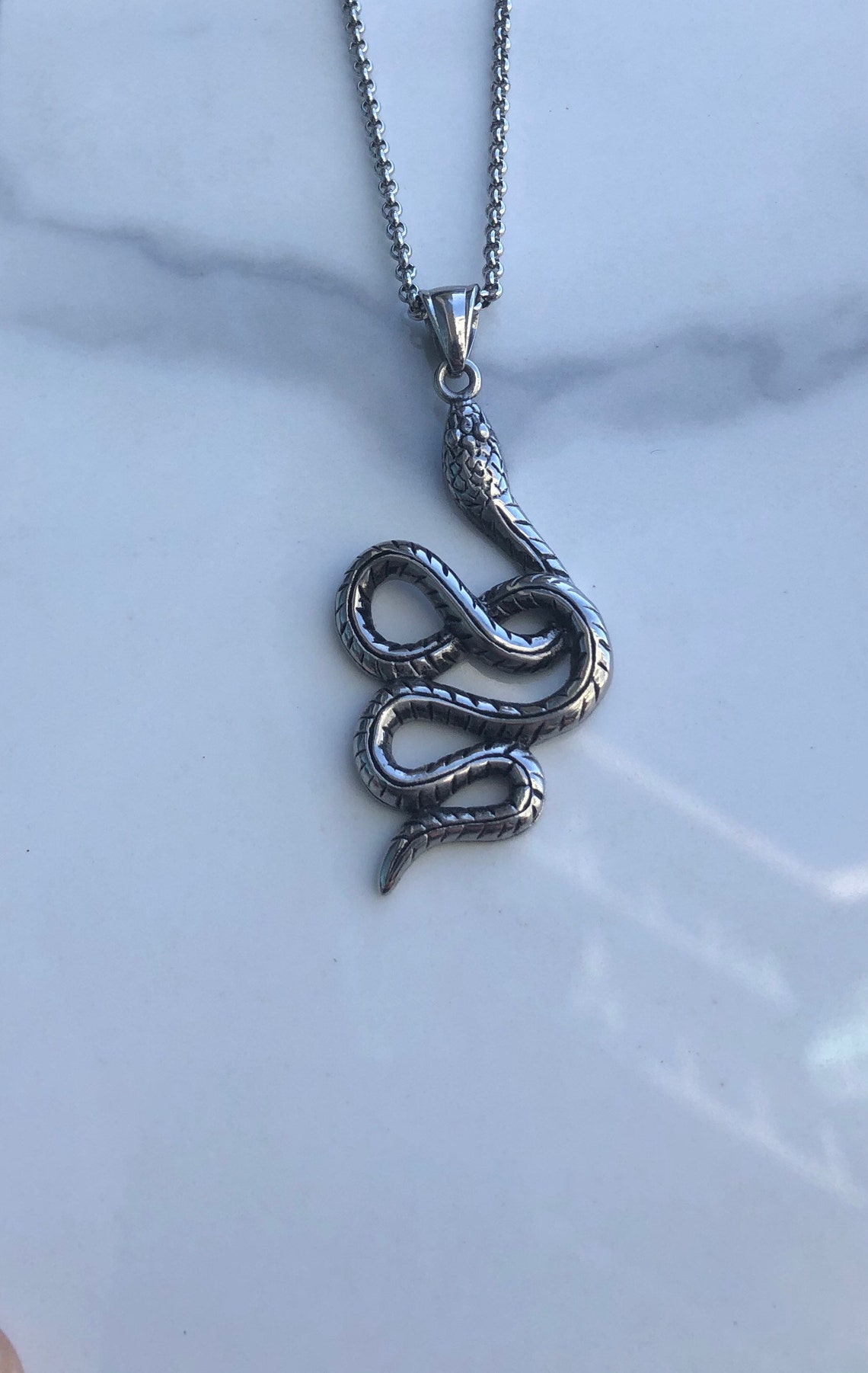 Snake necklace Snake jewelry Reptile pendant Gothic | Etsy