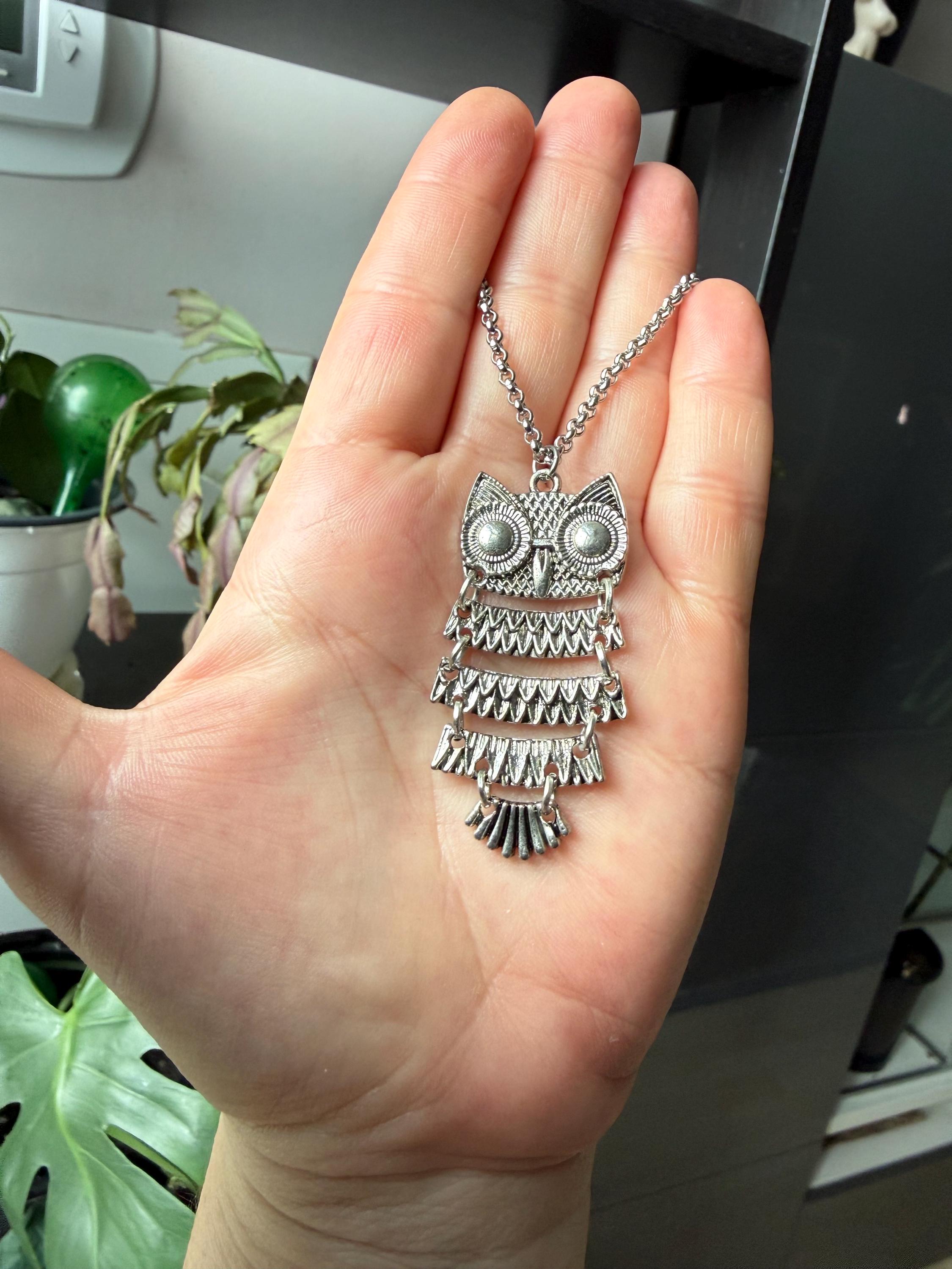 Collana con gufo da donna Ciondolo con ciondolo a forma di gufo Collana con uccello Argento sterling Saggezza Conoscenza Simbolo Laurea Spirito animale Amante del gufo - Italia