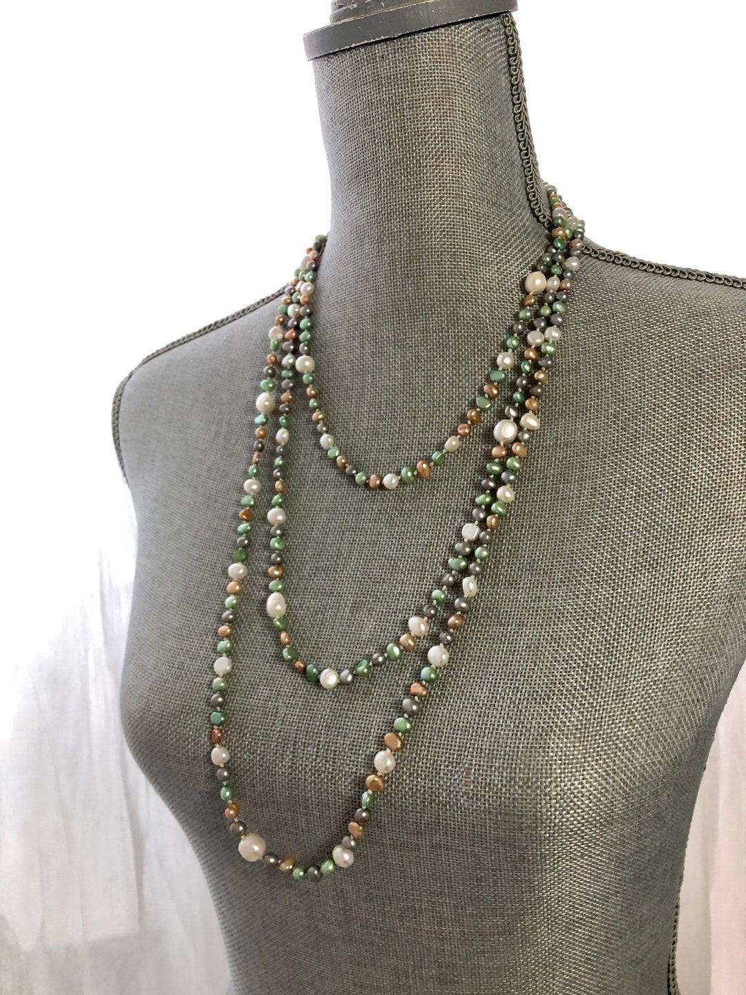 Long Pearl Necklace Statement Necklace Bridal Pearls Multi - Etsy