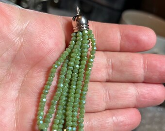Antico Art Déco Ceco Verde Vetro Cristallo Barile Perlina Collana 24 Flapper
