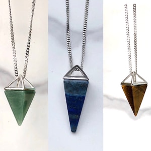 Lapis lazuli necklace, tiger eye necklace, green Aventurine necklace, crystal pendant, jewelry, lapis lazuli jewelry, healing crystal