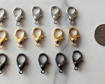 25 Uds./12mm Broche De Pinza De Langosta De Tono Plateado