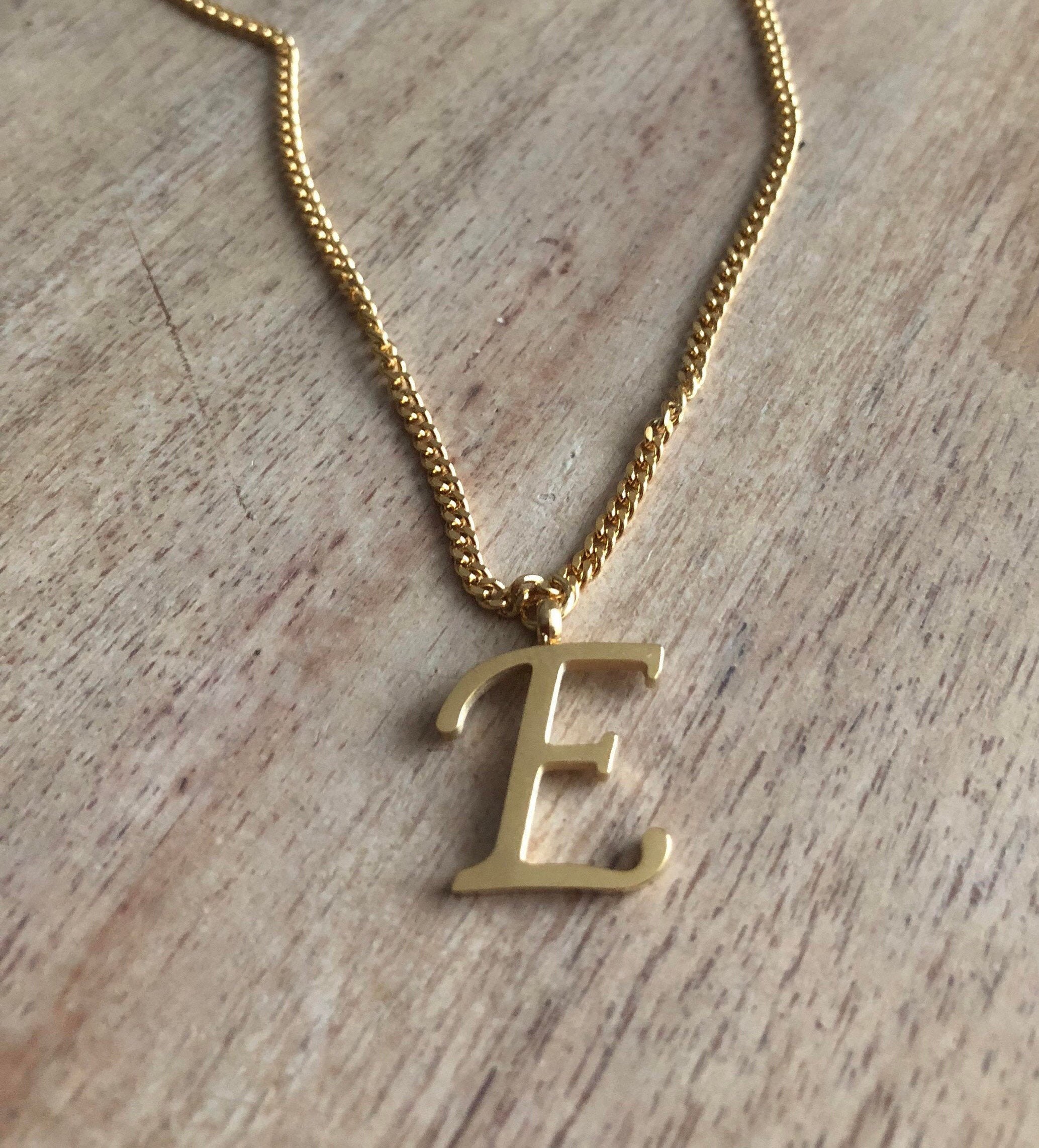Gold Monogram Necklace Letter E Name Necklace Letter Etsy