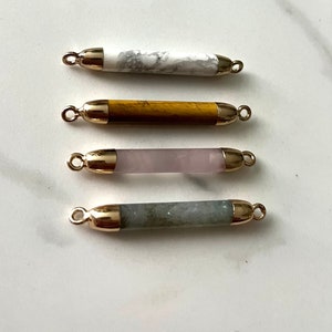 Rose quartz connector, labradorite connector, rose quartz charm, Howlite connector, tiger eye connector, jewelry making, necklace making