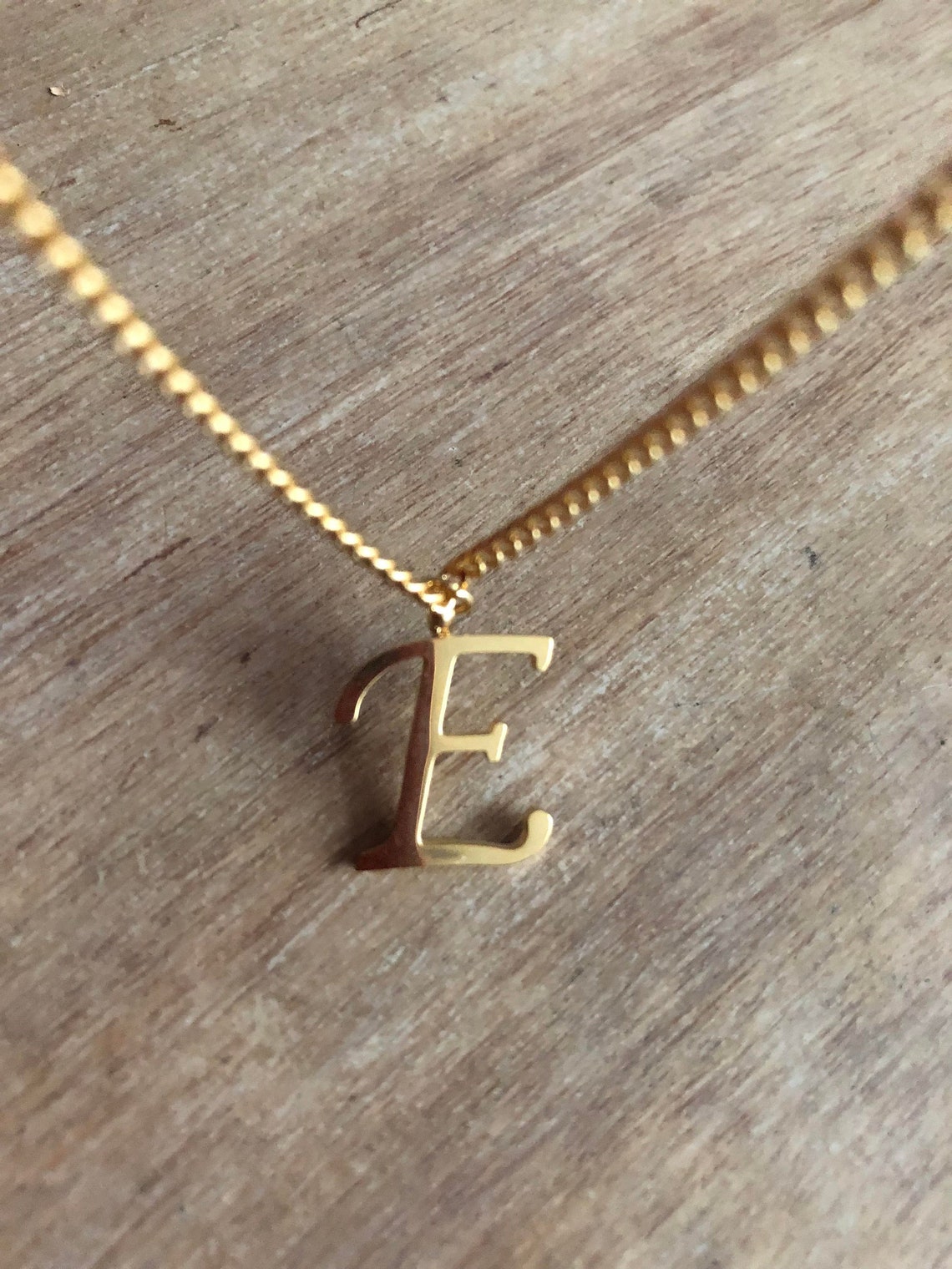 Gold Monogram Necklace Letter E Name Necklace Letter Etsy