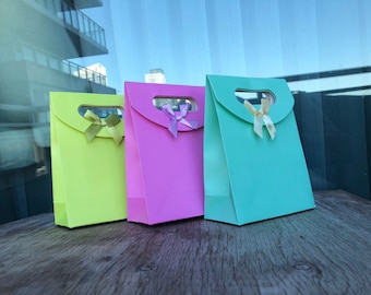 Paper gift bag, paper pouch, ribbon gift bag, blank gift bag, Christmas wrapping, gift bags, wedding favour bag, pink gift bag, baby shower