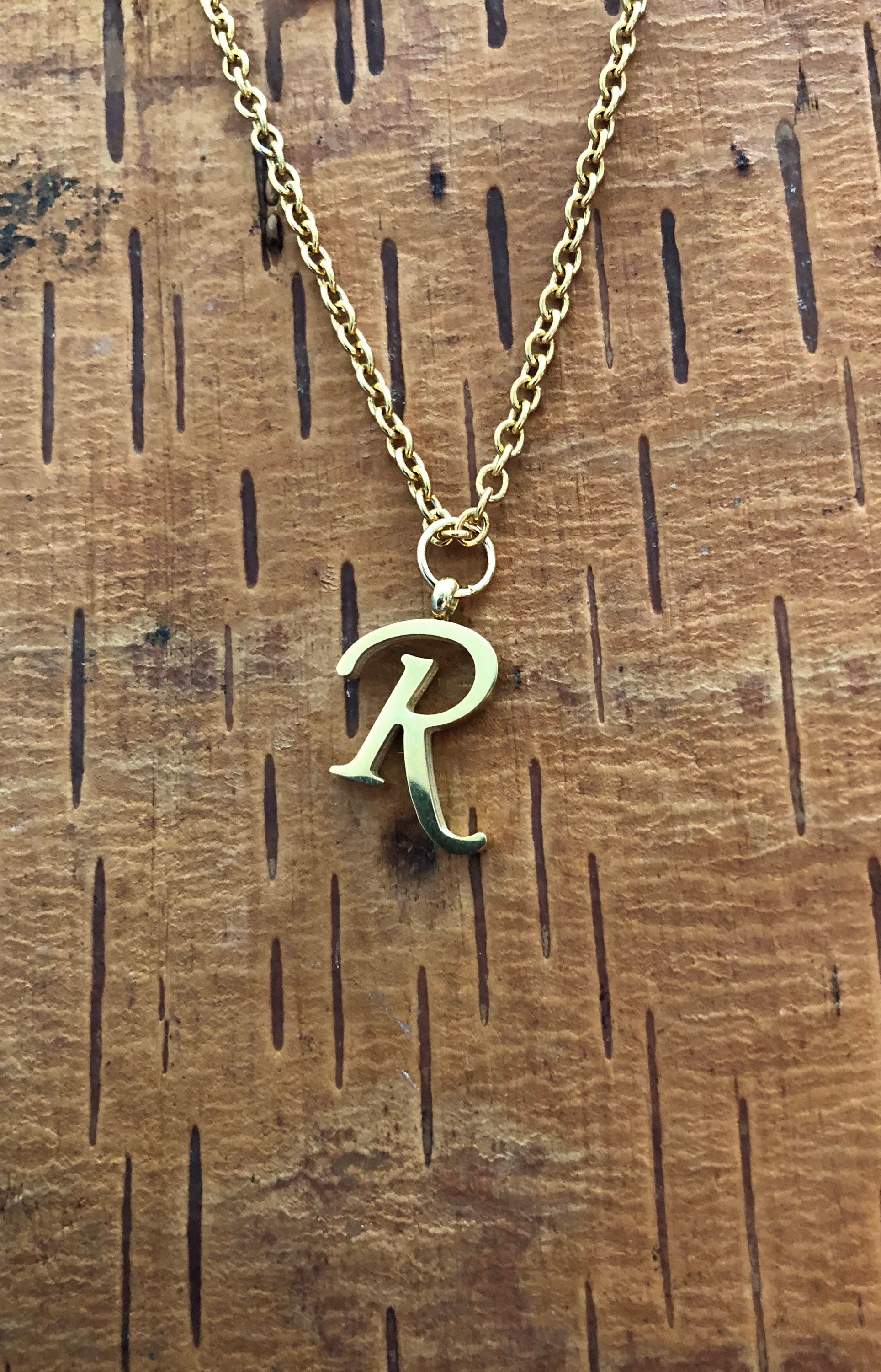 イニシャル R ネックレス、モノグラム ネックレス、文字 R、名前