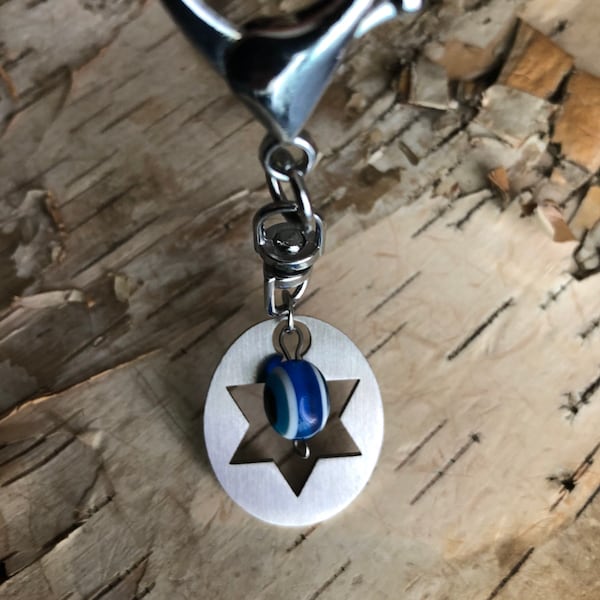 Star of david hand keychain, evil eye key chain, Protection keychian ,magen david, Jewish keychain, Bat Mitzvah gift, Kabbalah jewelry