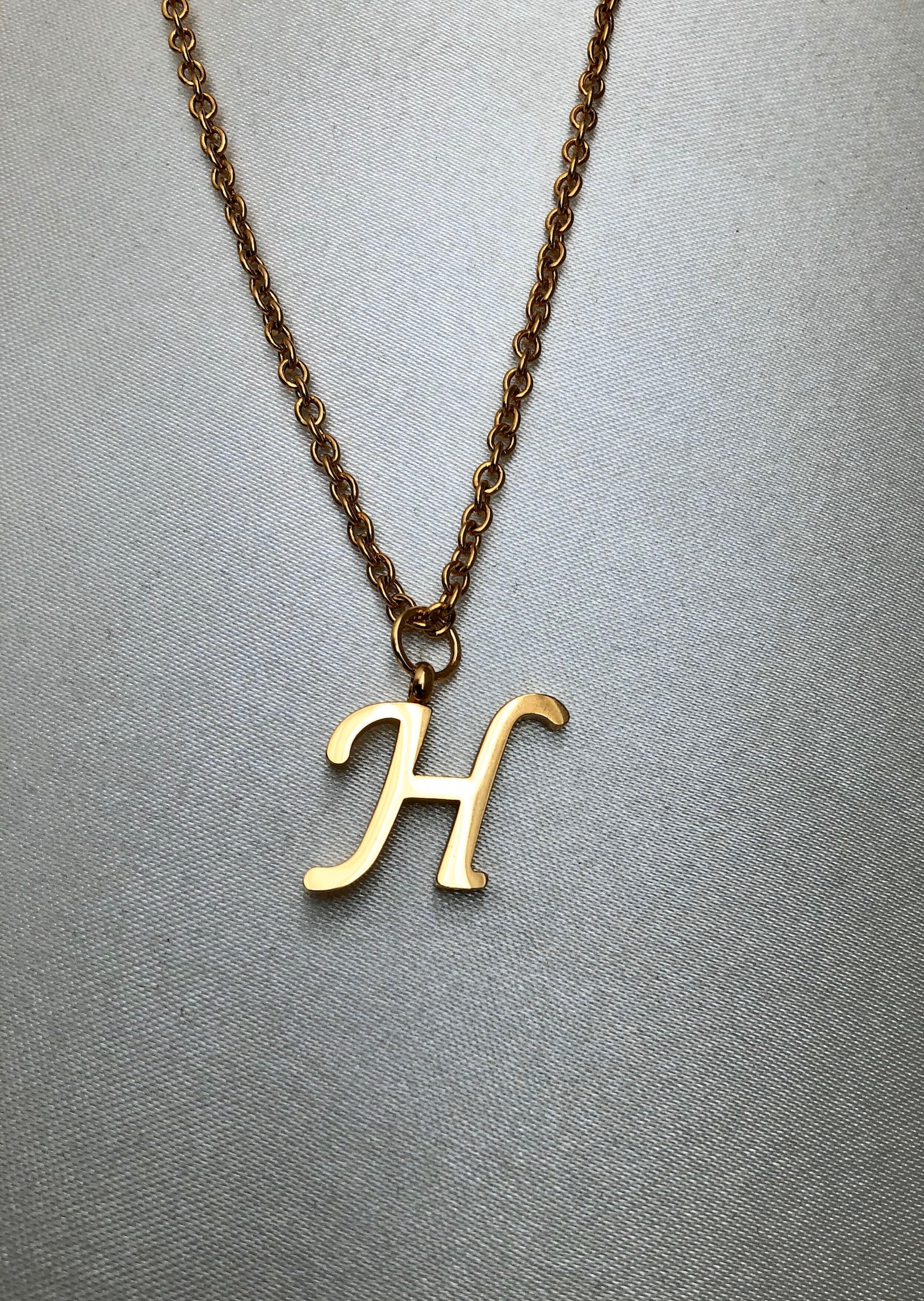 Initial H necklace monogram necklace letter H name Etsy