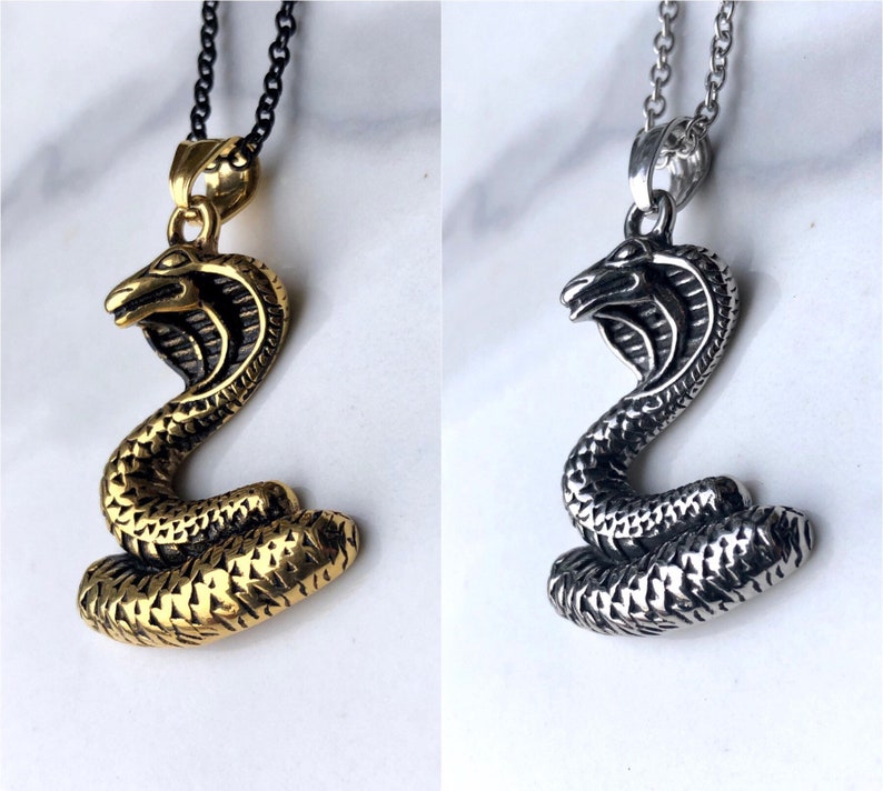 Cobra Necklace Snake Jewelry King Cobra Gold Cobra Python Etsy