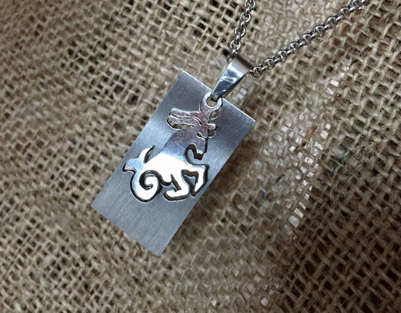 Capricorn necklace, zodiac jewelry, Astrology pendant, January birthday, December birthday, Capricorn pendant image 2