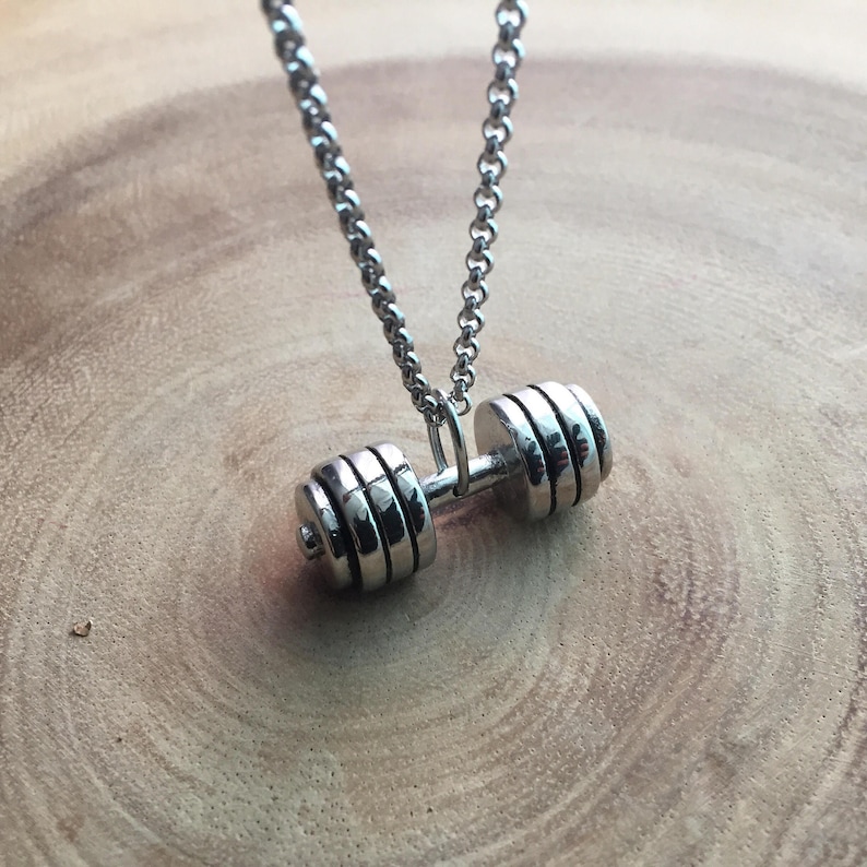 Gym Jewelry Dumbbell necklace Fitness jewelry Exercise Etsy