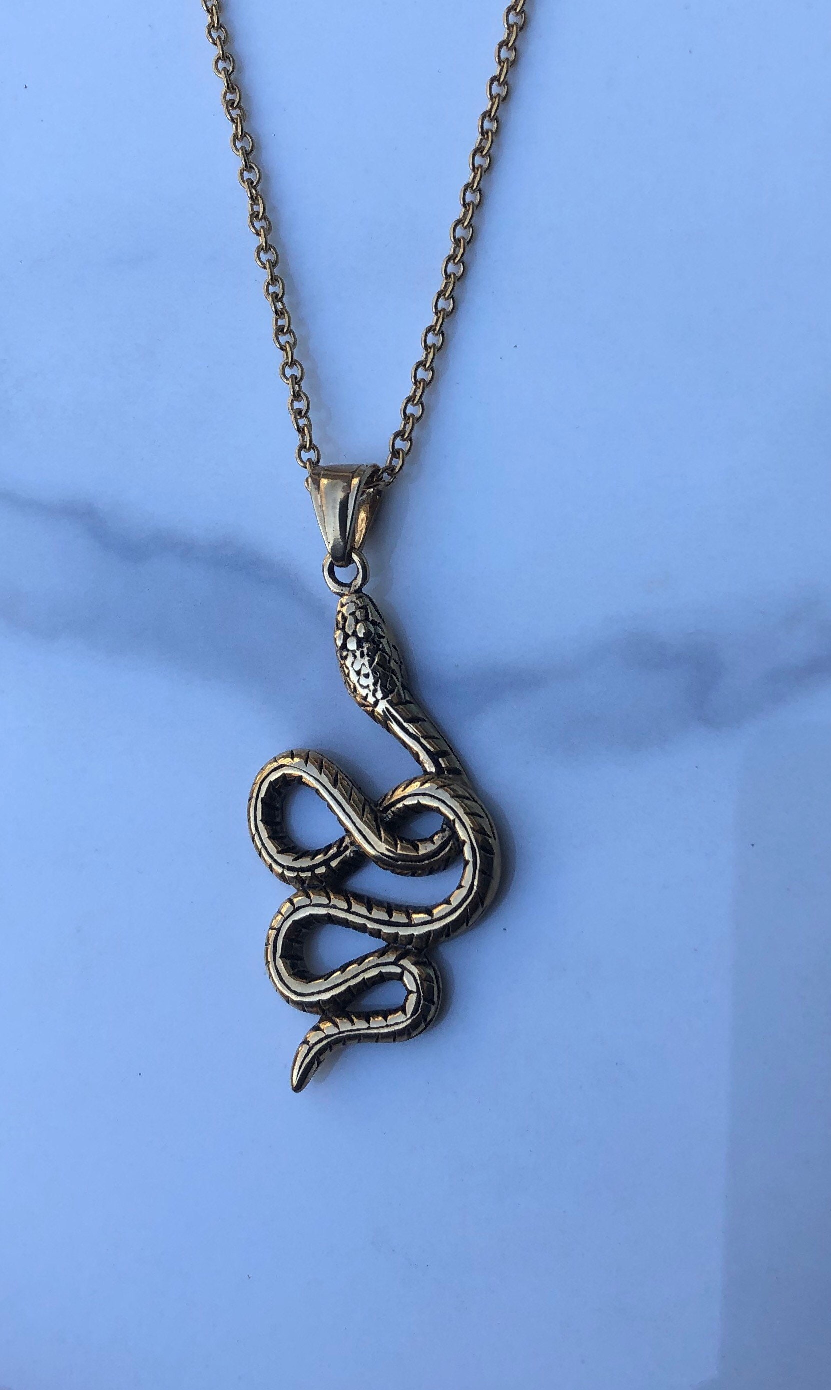Collana Uomo Donna Con Ciondolo Serpenti Ouroboros Talismano Acciaio - 56 Cm