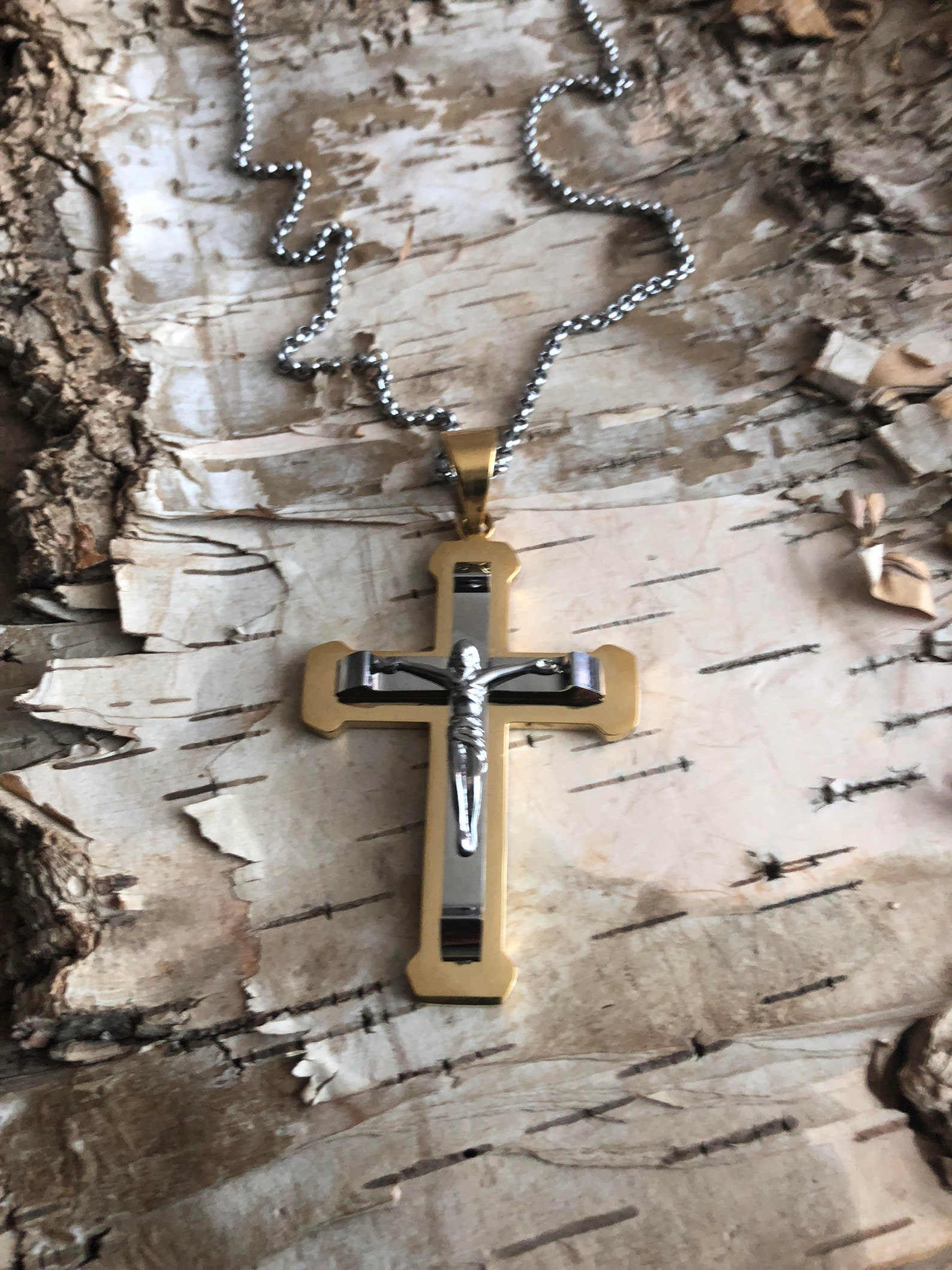 Crucifix necklace Catholic jewelry jewelry for men Cross Etsy