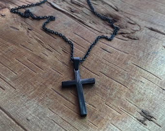 Black Cross for men, cross pendant, Crucifix necklace, Bridesmaids gift, Christian Jewelry, Religious jewelry, dainty cross, rosary