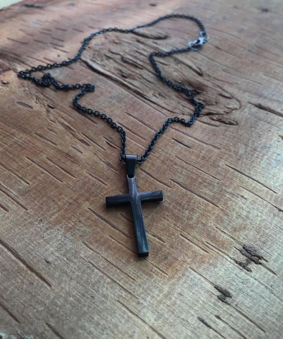 Black Cross for Men, Cross Pendant, Crucifix Necklace, Bridesmaids