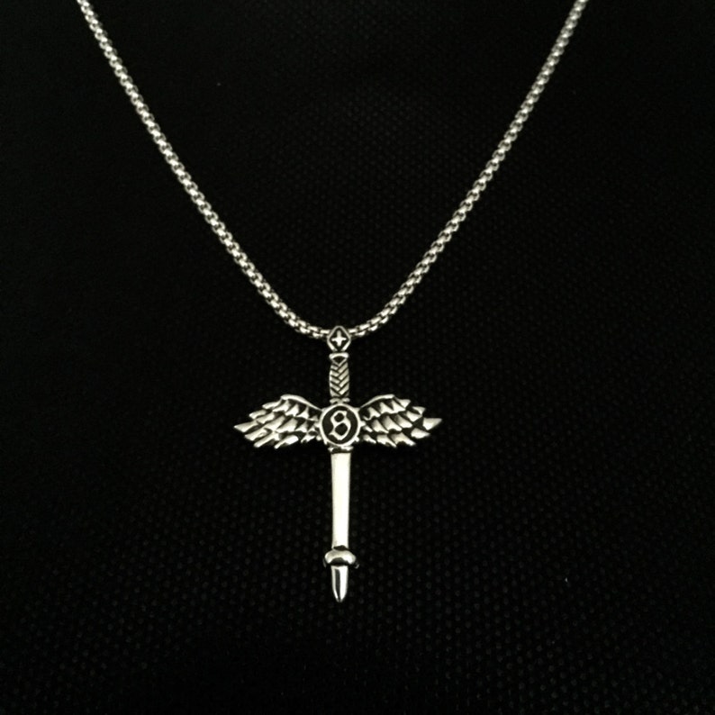 Sword necklace Cristian pendant Catholic necklace Cross pendant Religious jewelry Cross Necklace big cross men/'s jewelry
