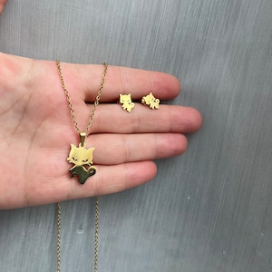 Kitten necklace, cat earrings, cat studs, animal jewelry, cat necklace, cat lover gift, minimalist jewelry, kitty, tiny cat earrings
