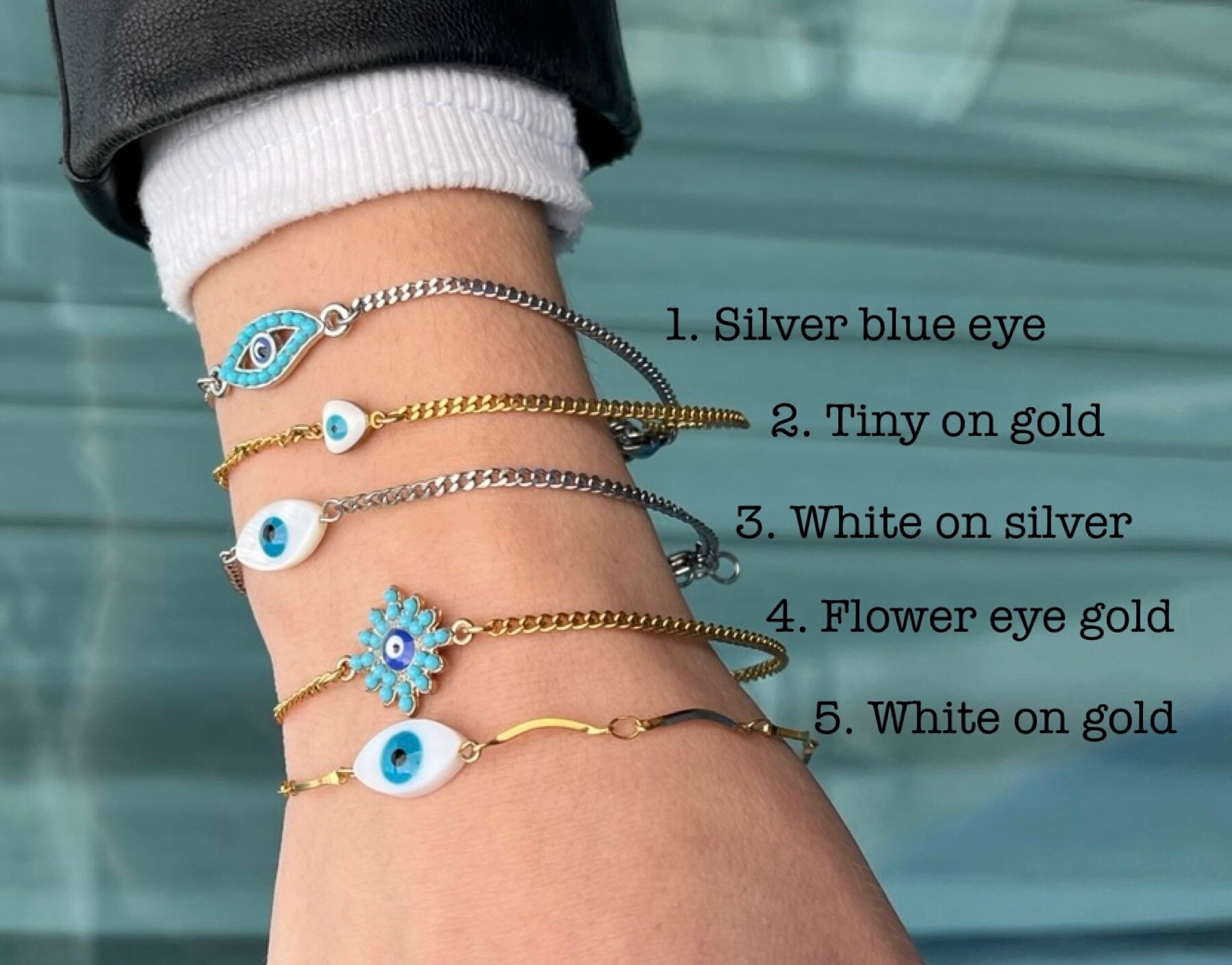 14k Solid Gold Mini Evil Eye Bracelet | Blue Eye Bracelets for Women in 14k Gold – Gelin Diamond