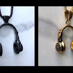 DJ headset necklace, music necklace, headphone pendant, musician jewelry, DJ jewelry, microphone , Singer jewelry, musical note jewelry
