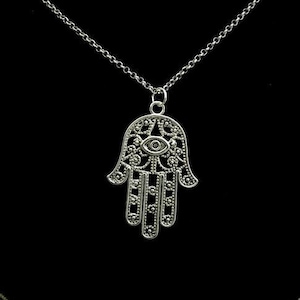 Hamsa hand necklace, evil eye necklace, Protection pendant,Hand of Fatima, Jewish necklace, Bat Mitzvah gift, Kabbalah jewelry
