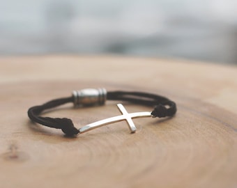 cross bracelet , mens bracelet , mens jewelry ,Christmas gift , Catholic jewelry, Christian jewelry,cross for him, Religious bracelet