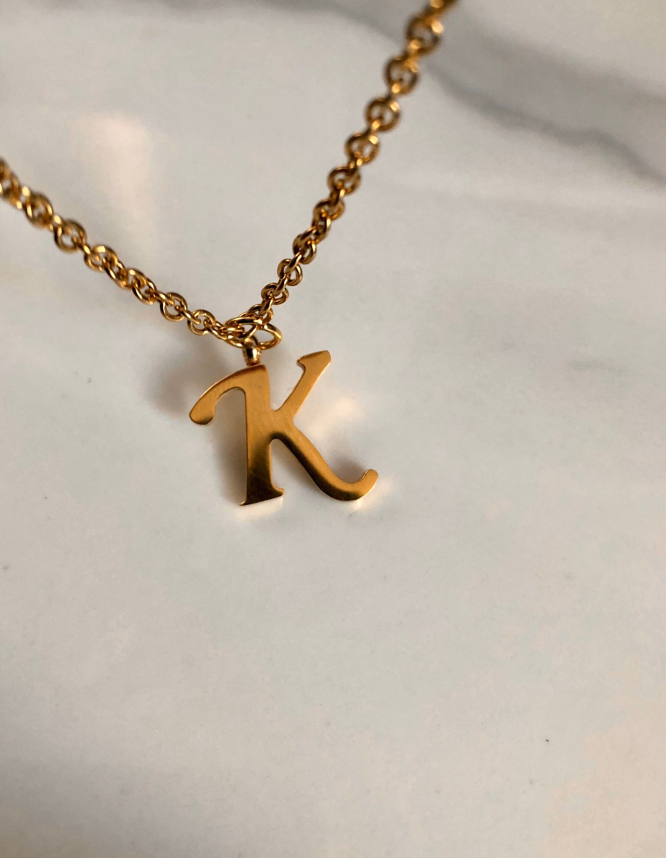 Alphabet K 14K Handcrafted White Gold Pendant Necklace