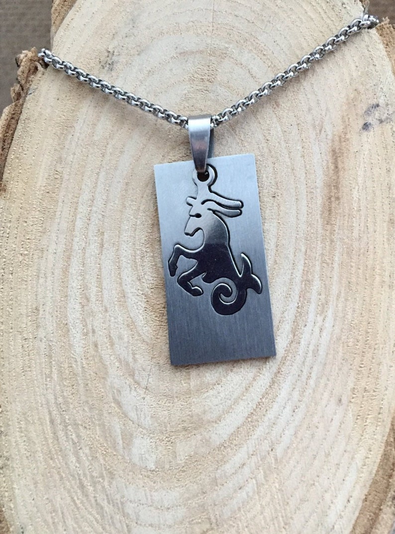 Capricorn necklace, zodiac jewelry, Astrology pendant, January birthday, December birthday, Capricorn pendant image 1