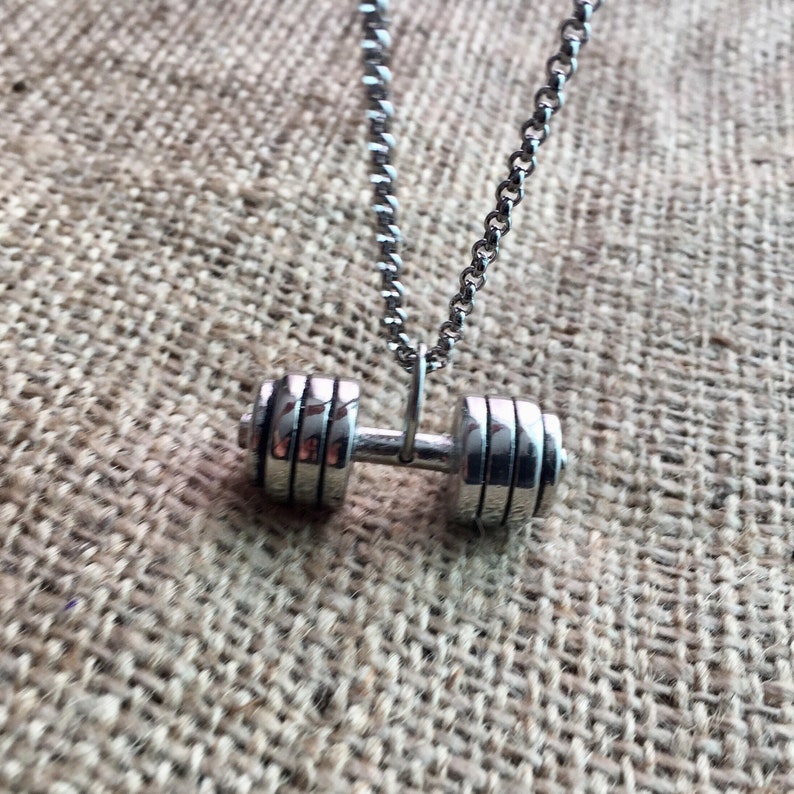 Gym Jewelry Dumbbell Necklace Fitness Jewelry Exercise Etsy Canada