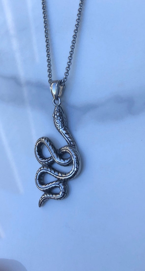 YFN Collana Con Ciondolo Serpente In Argento Sterling 925: Gioiello Simbolico Per Uomo E Donna, Catena Rolo 18 Pollici, Regalo In Confezione Originale