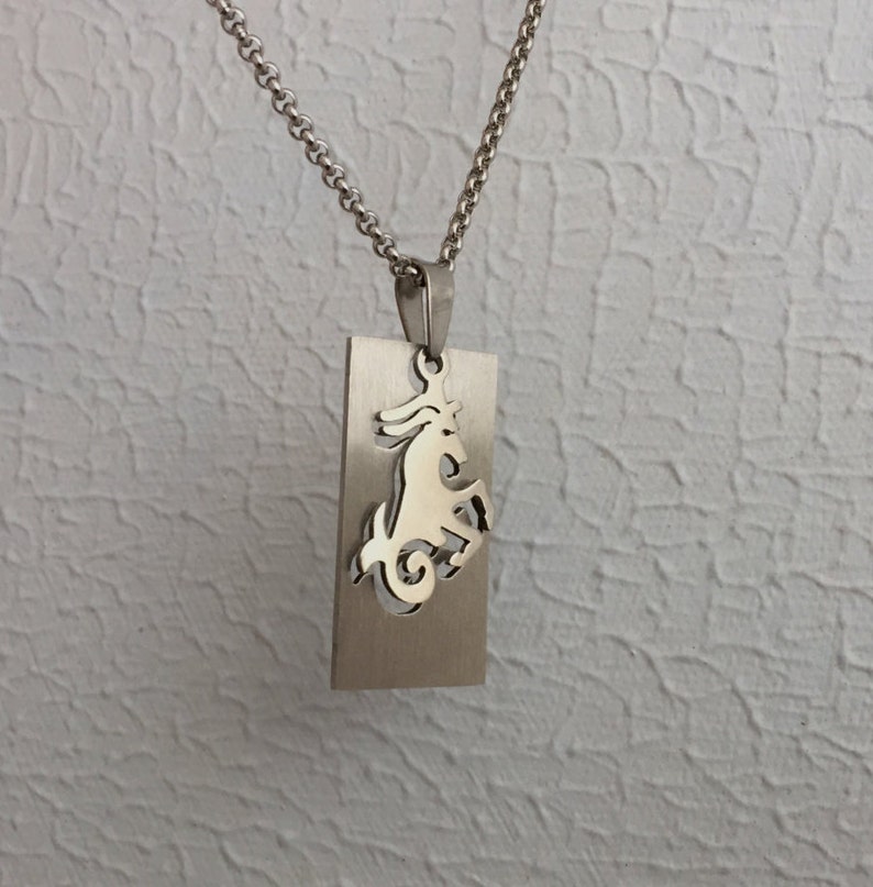 Capricorn necklace, zodiac jewelry, Astrology pendant, January birthday, December birthday, Capricorn pendant image 4