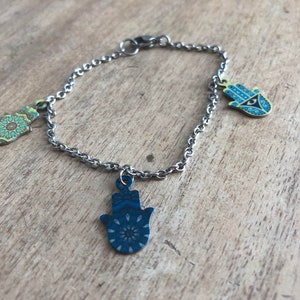 Hamsa bracelet, bat mitzvah gift, evil eye bracelet, Hand of Fatima bracelet, Good luck charm, Jewish jewelry, Israeli jewelry