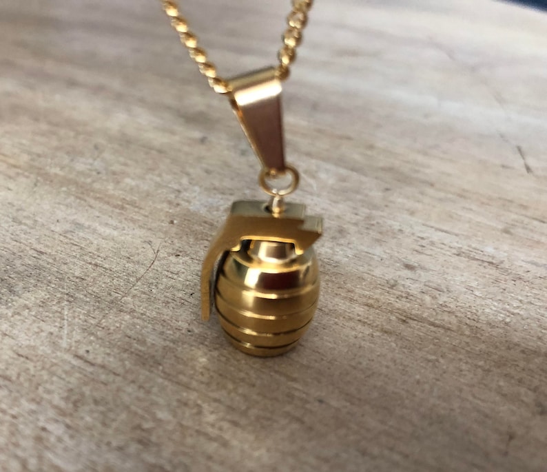 Stunning Bronze GRENADE Curb Chain Necklace