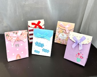 Paper gift bag, small paper pouch, ribbon gift bag, Bowknot gift bag, Christmas wrapping, gift bags, favor bag, pink gift bag, baby shower