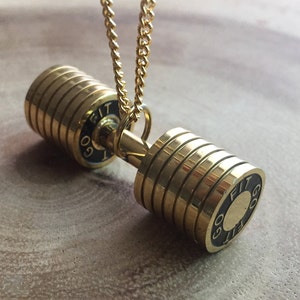 Workout jewelry, Gym gift, Dumbbell necklace, Fitness jewelry, barbell necklace, Weightlifting necklace, strength gift, crossfit