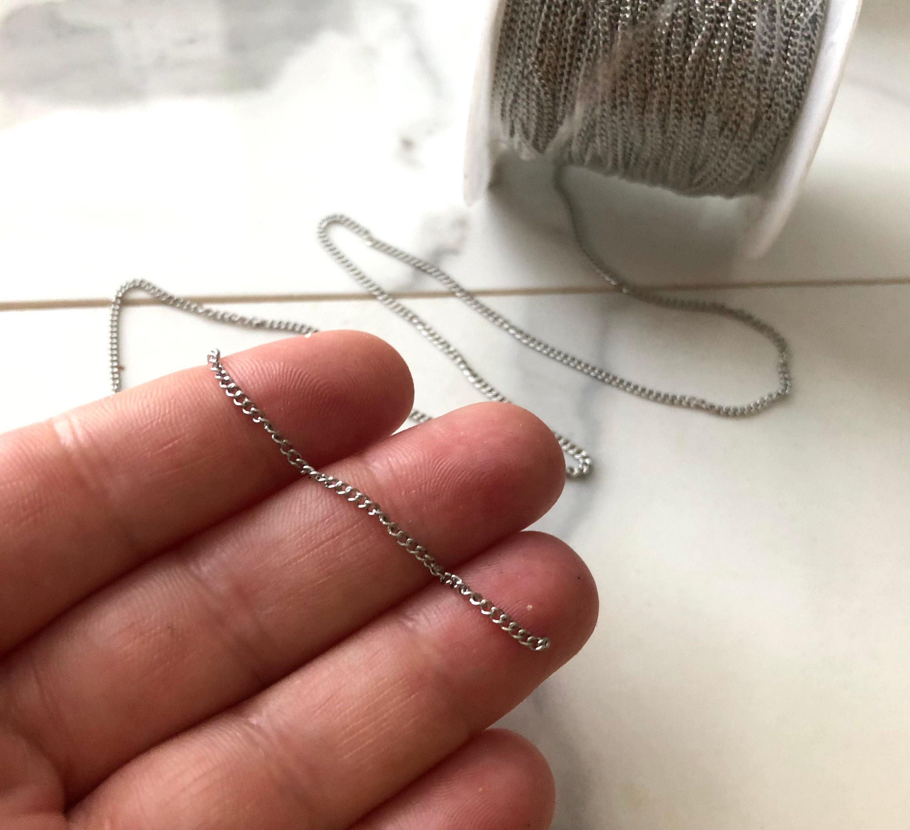 Stainless steel chain, 1.2 mm, rolo chain, Box chain, jewelry making, bulk chain, craft supply, chain by foot, jewelry findings, curb chain