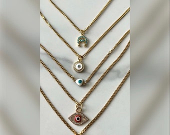 カレジュエリー ハムサネックレス ブレスレット 上品なハムサネックレス、重ね付けジュエリー、邪眼ネックレス、守護
