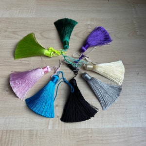 Nylon tassel, silky tassel, garland tassel, mala tassel, jewelry making, jewelry findings, DIY jewelry, tassel necklace, craft supply, ,