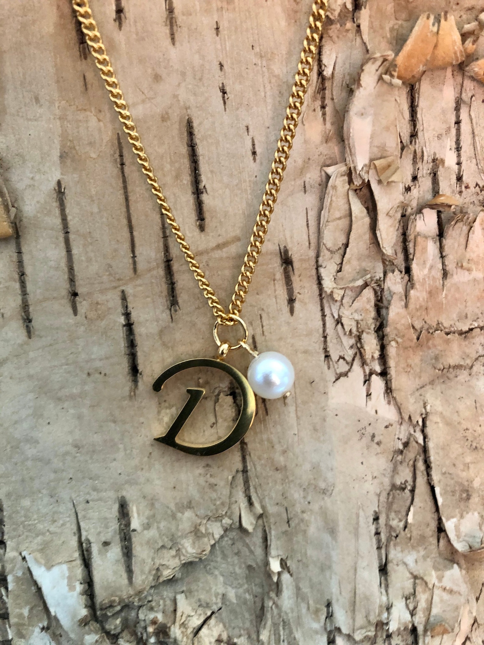 Gold Monogram Necklace Letter D Name Necklace Letter Etsy