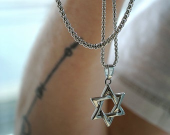Star of david necklace , Magen david charm, Men&#39;s necklace, Religious jewelry, Jewish symbol, Bar mitzva, Israeli jewelry