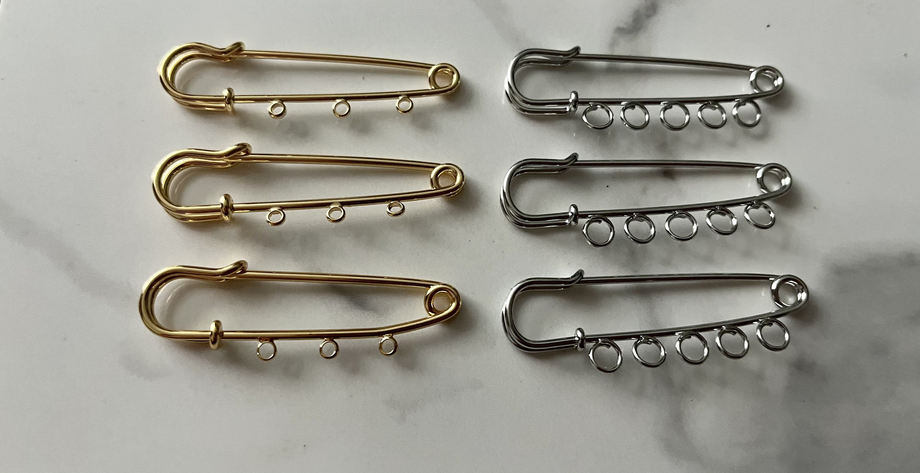 Safety Pin Brooch With Loops For Crafting Charms Accessories Findings –  Athenian Fashions Inc.