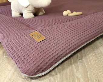 Couverture d'éveil gaufrée, insert de parc, couverture pour bébé, 3-4 cm d'épaisseur, personnalisable avec le nom MAUVE